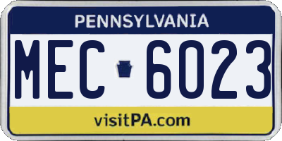 PA license plate MEC6023