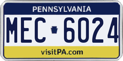 PA license plate MEC6024