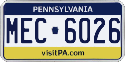 PA license plate MEC6026