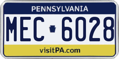 PA license plate MEC6028
