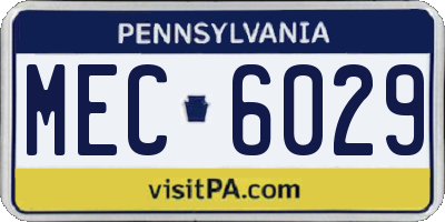 PA license plate MEC6029