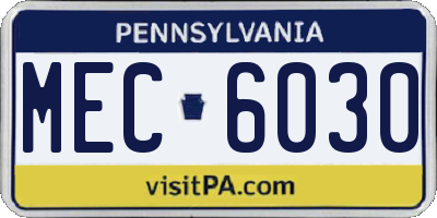 PA license plate MEC6030