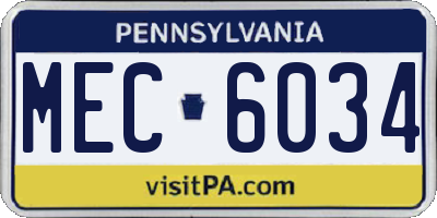 PA license plate MEC6034