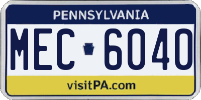 PA license plate MEC6040