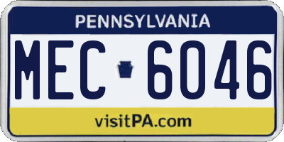 PA license plate MEC6046