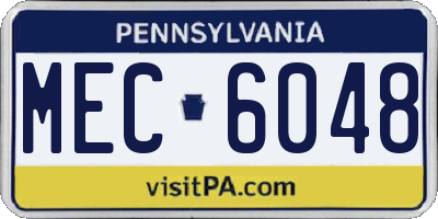 PA license plate MEC6048