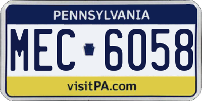 PA license plate MEC6058