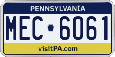 PA license plate MEC6061