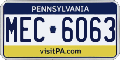PA license plate MEC6063