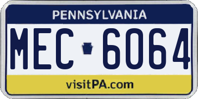 PA license plate MEC6064