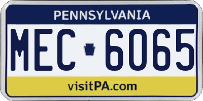 PA license plate MEC6065