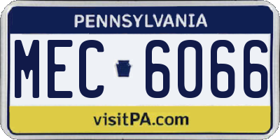 PA license plate MEC6066
