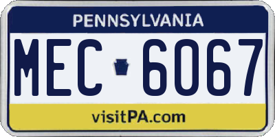 PA license plate MEC6067