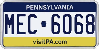 PA license plate MEC6068