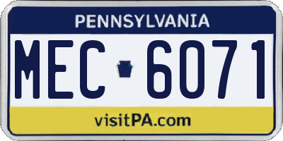 PA license plate MEC6071