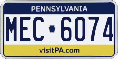PA license plate MEC6074