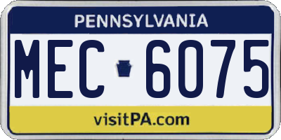 PA license plate MEC6075