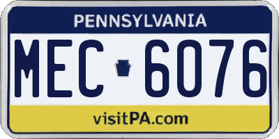 PA license plate MEC6076