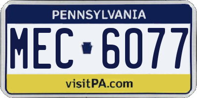 PA license plate MEC6077