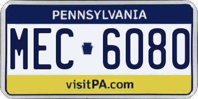PA license plate MEC6080