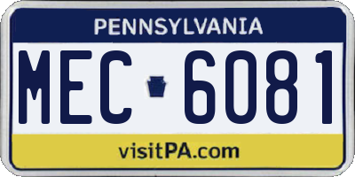PA license plate MEC6081