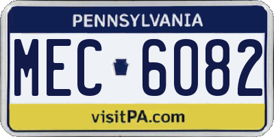 PA license plate MEC6082