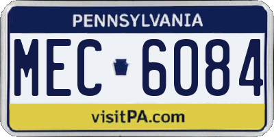 PA license plate MEC6084