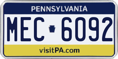 PA license plate MEC6092
