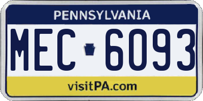 PA license plate MEC6093