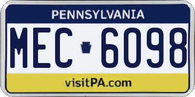 PA license plate MEC6098
