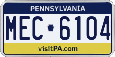 PA license plate MEC6104