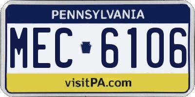 PA license plate MEC6106