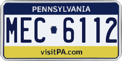 PA license plate MEC6112