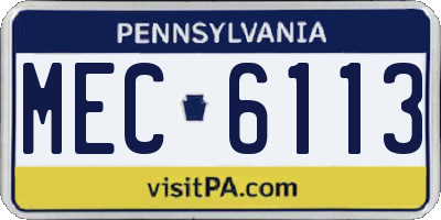 PA license plate MEC6113