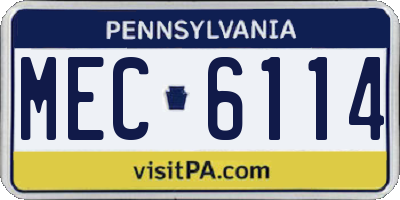 PA license plate MEC6114