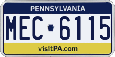 PA license plate MEC6115