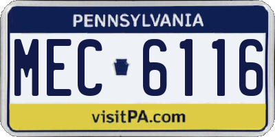 PA license plate MEC6116