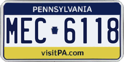 PA license plate MEC6118