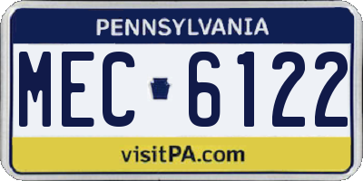 PA license plate MEC6122