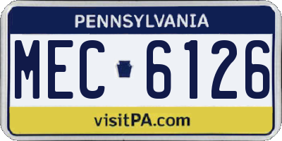 PA license plate MEC6126
