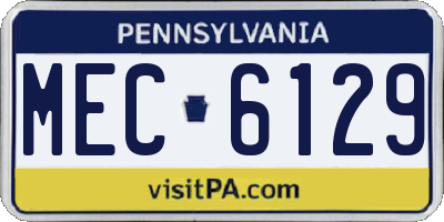 PA license plate MEC6129