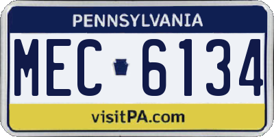 PA license plate MEC6134