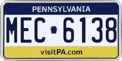PA license plate MEC6138