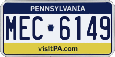 PA license plate MEC6149
