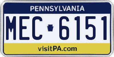 PA license plate MEC6151