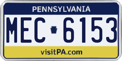PA license plate MEC6153
