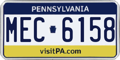 PA license plate MEC6158