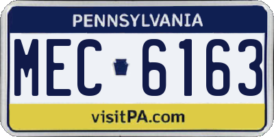 PA license plate MEC6163