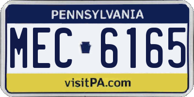 PA license plate MEC6165