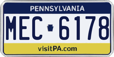 PA license plate MEC6178